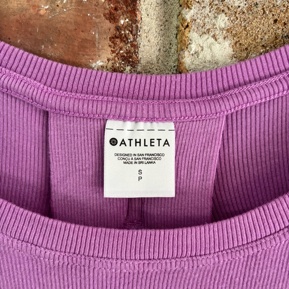 Athleta Purple Modal Ribbed Short Sleeve T-shirt Top, S - Picture 4 of 6